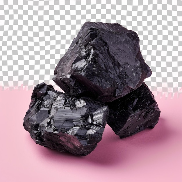 PSD a pile of black rocks on a pink background with a pink background