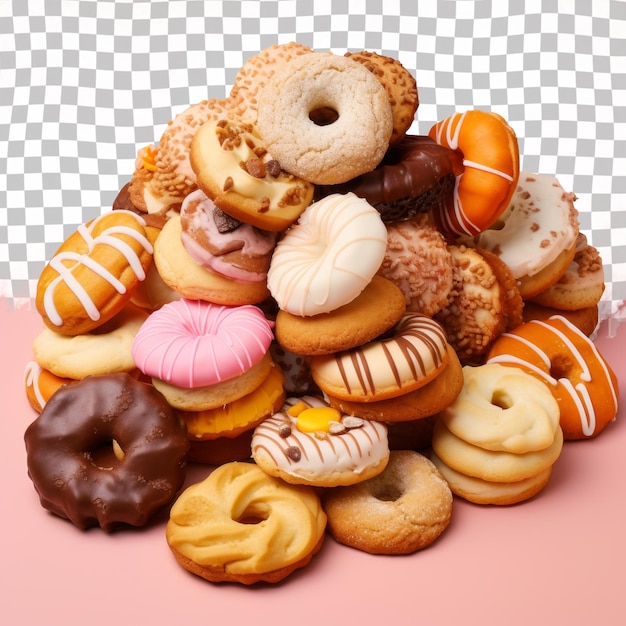 PSD a pile of doughnuts with a lot of different flavors