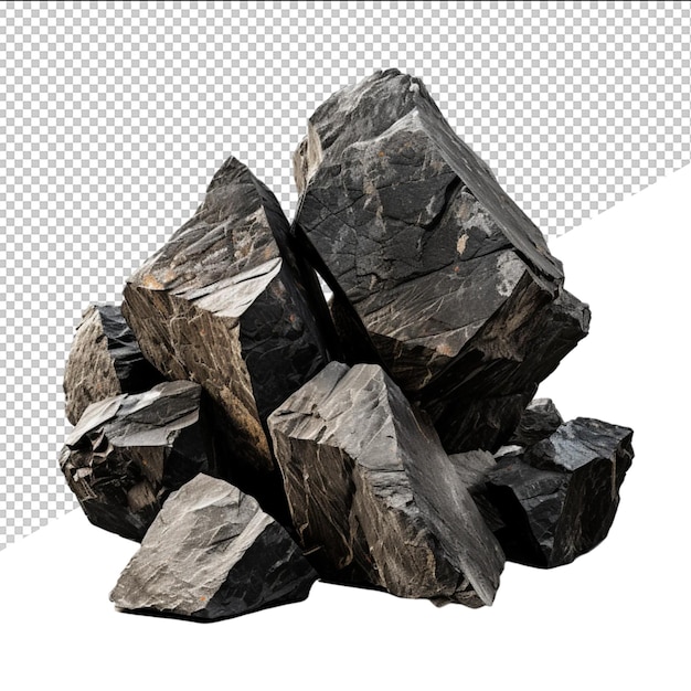 PSD Куча камней с белым фоном с черным фоном