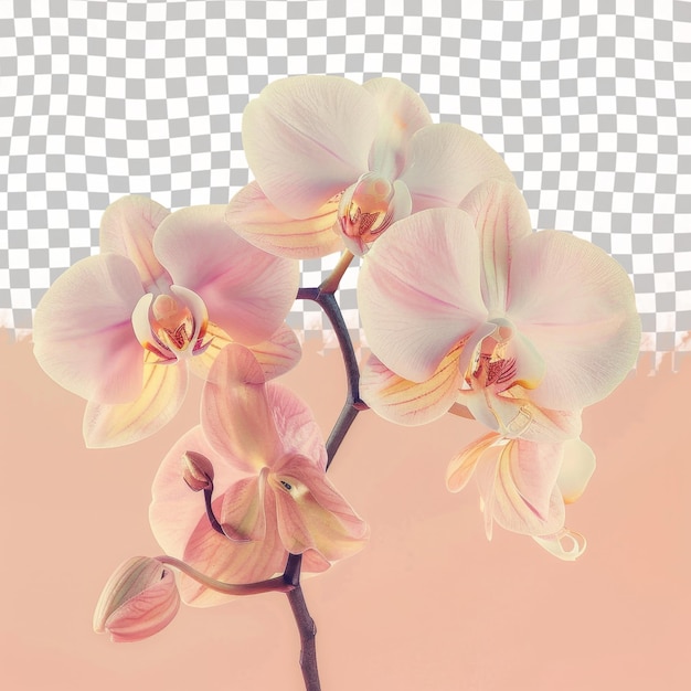 PSD Розовая и белая орхидея с желтым фоном