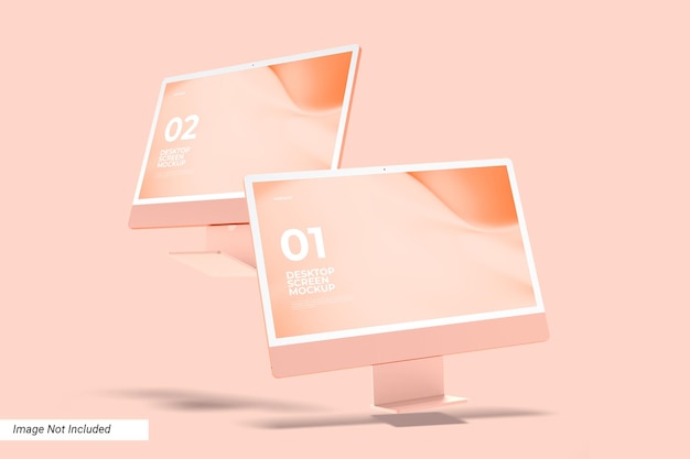 PSD ピンクの背景に 1 と 1 と書かれた 2 つの画面