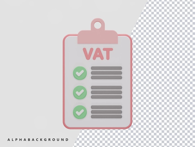 Vat というテキストが表示されたピンク色のクリップボード。