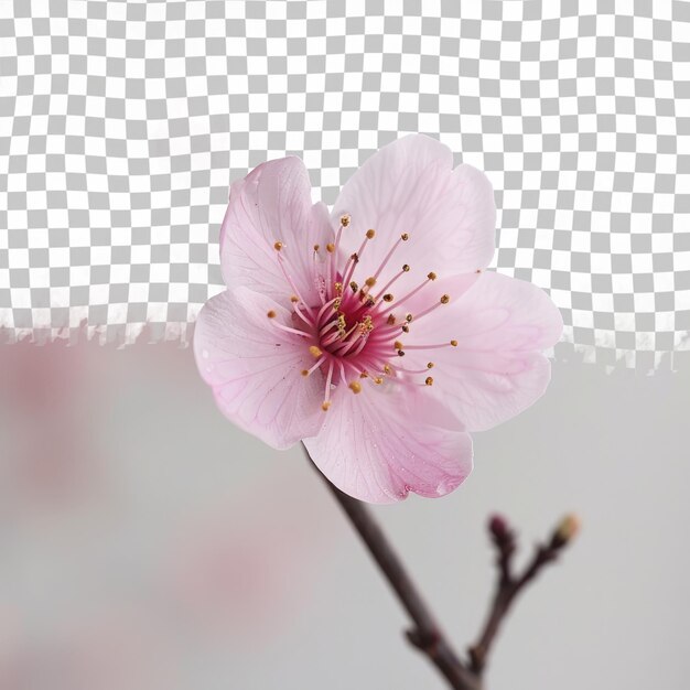 PSD 白い背景の枝にピンクの花がある