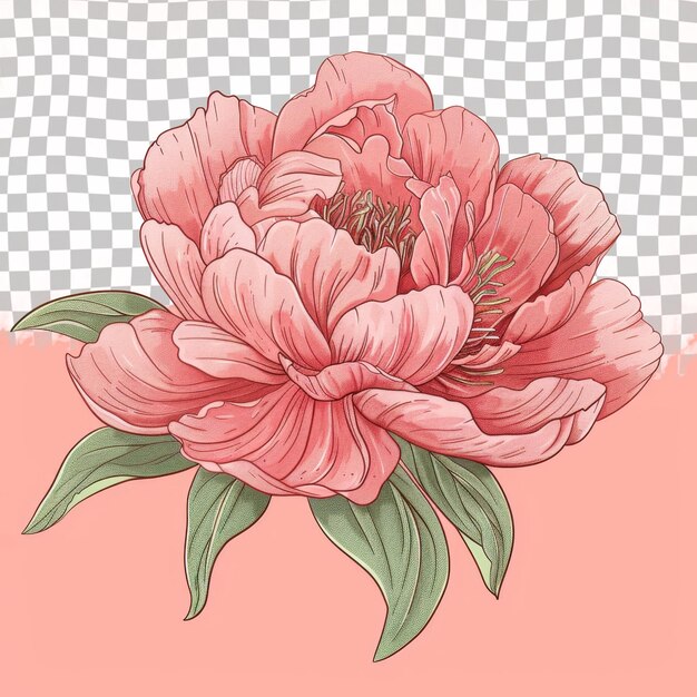 PSD 緑の葉とピンクの背景のピンク色の花