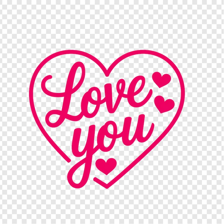 PSD a pink heart with the words love you on a white background