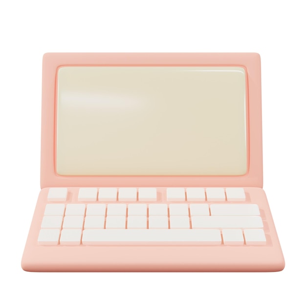 Розовый ноутбук с белой клавиатурой.