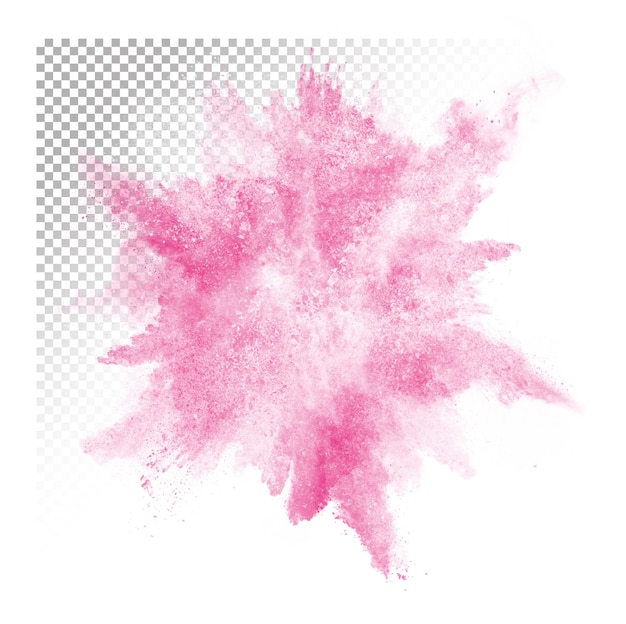 PSD Брызги розовой краски на прозрачном фоне