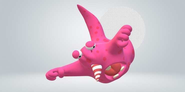 PSD a pink toy with a white stripe on its face