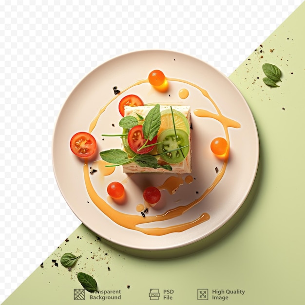 PSD Тарелка с едой с изображением овощей и изображением салата.
