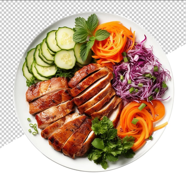 PSD a plate of food with vegetables and meat on it