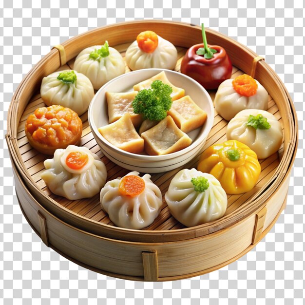 PSD a platter of assorted dim sum isolated on transparent background