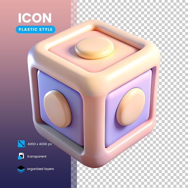 A playful and colorful 3D cube toy featuring soft rounded edges and vibrant pastel colors
