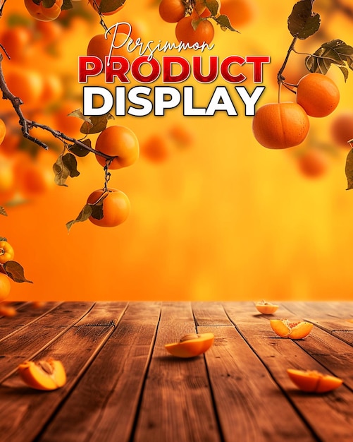 PSD Дизайн плаката для презентации продукта с persimmon