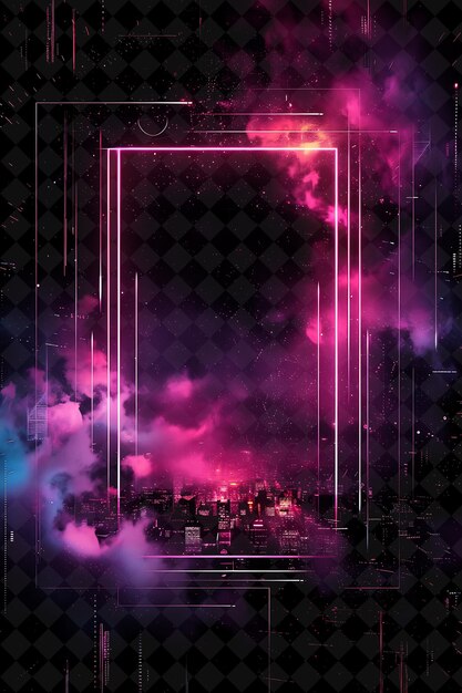 PSD ピンクのドアと黒い背景の都市のポスター