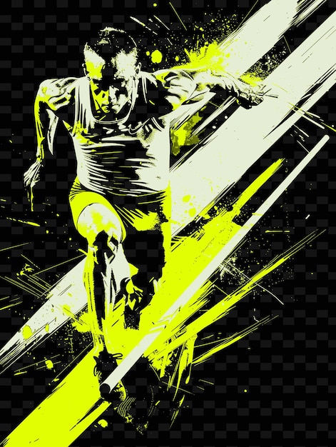 PSD Плакат для человека с желтой рубашкой и графикой человека, бегущего в пешеходном переходе