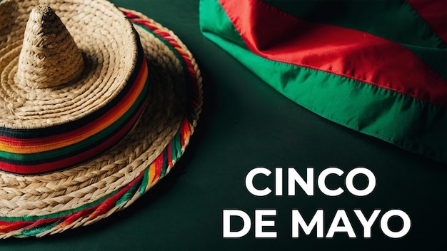 PSD Постер мексиканской шляпы со словами 