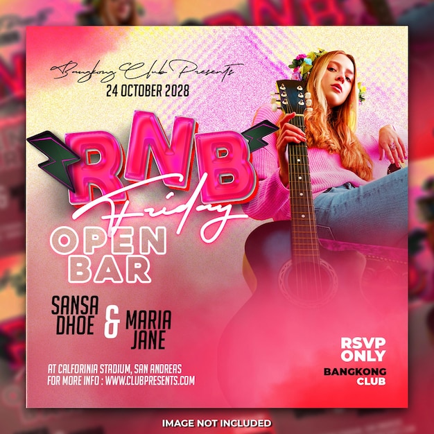 Афиша для вечеринки под названием rbb open bar.