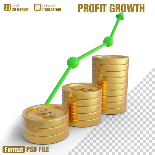 PSD グラフが描かれた利益成長のポスター。
