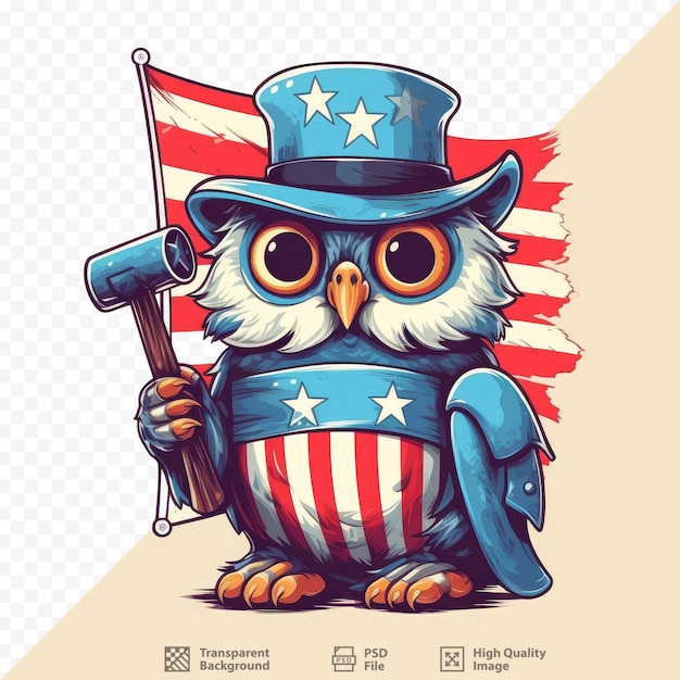 Плакат с изображением совы с флагом и изображение совы с флагом.