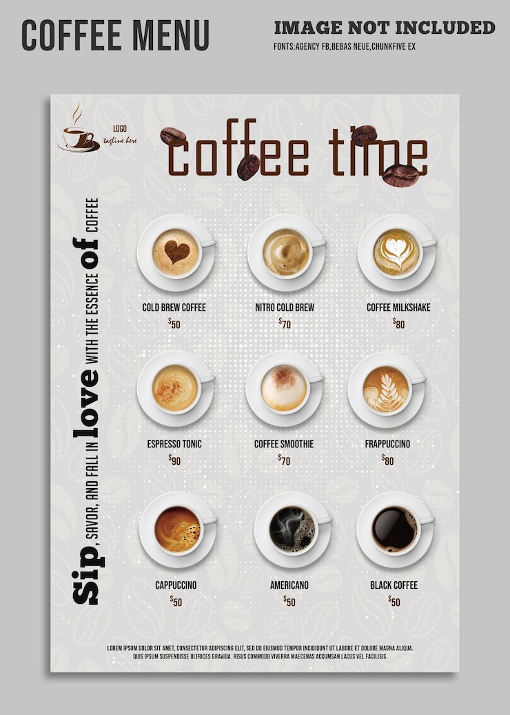 A poster for coffee time with coffee time on it.