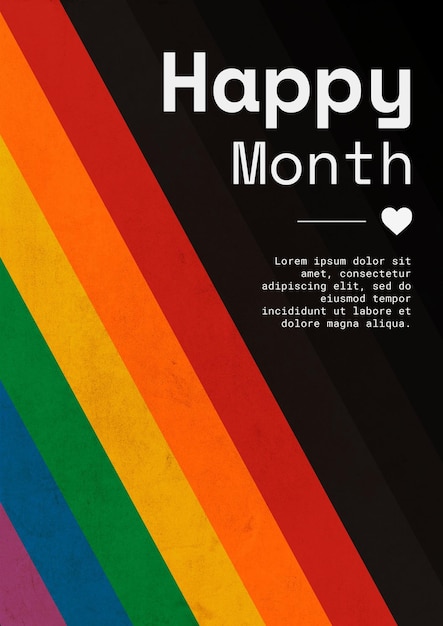 PSD 虹色の背景で幸せな月のポスター