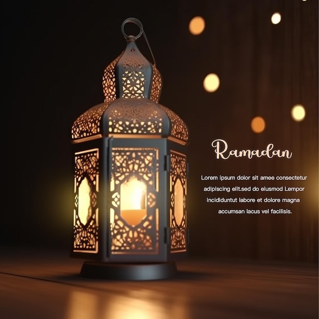 Плакат для рамадана с лампой посередине