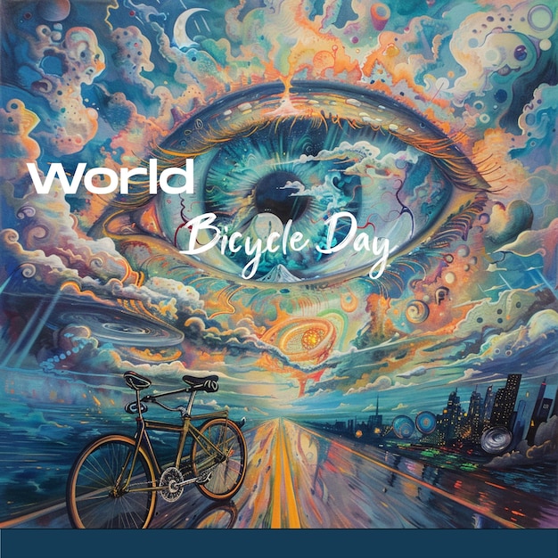 자전거와 자전거를 가진 세계 날의 포스터