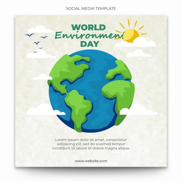 A poster for world environment day with a globe on top of it.