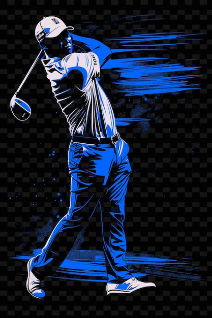 PSD Плакат гольфиста с голубым фоном