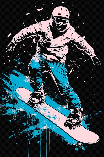 Плакат человека на скейтборде с шлемом на нем
