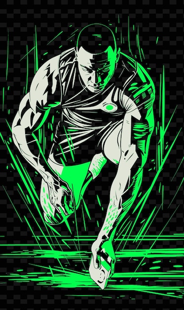 緑の背景でラグビーをしている男のポスター