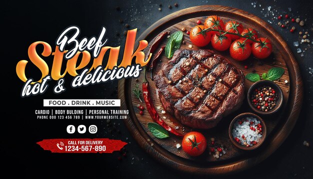 PSD a poster of a steak restaurant called beets