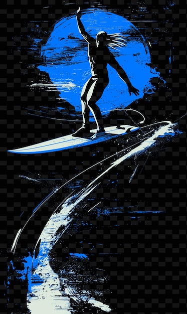 PSD サーファーのポスター - 青い背景