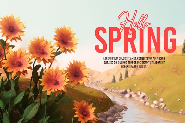 PSD hello spring이라고 적힌 포스터