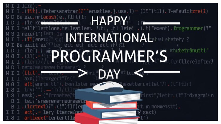 PSD a poster with a black background that says international programmers day