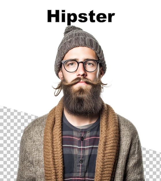 PSD ヒップスターの男性が描かれ、上部に「ヒップスター」という言葉が描かれたポスター