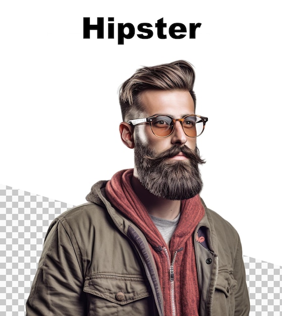 상단에 Hipster라는 단어가 있는 힙스터 남자가 있는 포스터