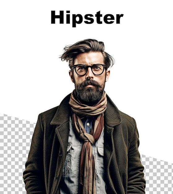 상단에 Hipster라는 단어가 있는 힙스터 남자가 있는 포스터