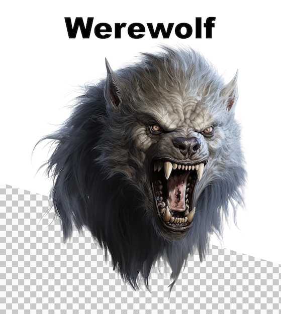 PSD 늑대인간과 늑대인간이라는 단어가 상단에 있는 포스터