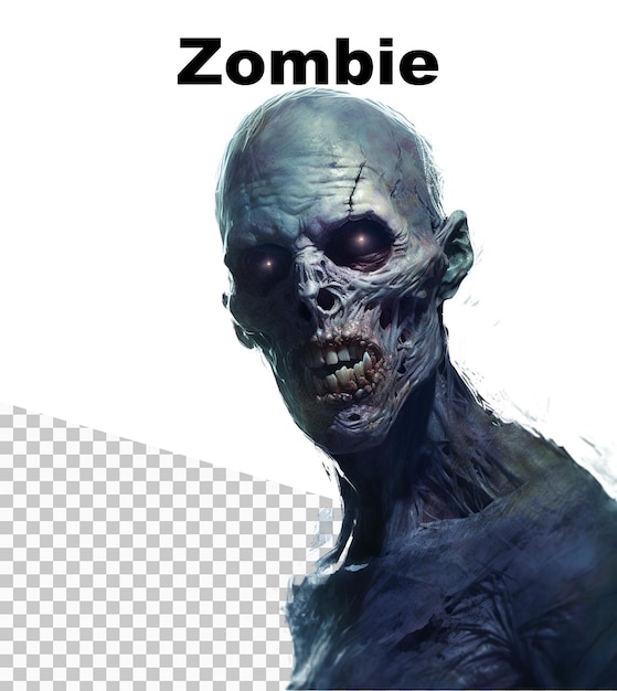 Плакат с агрессивным зомби и словом «зомби» вверху.