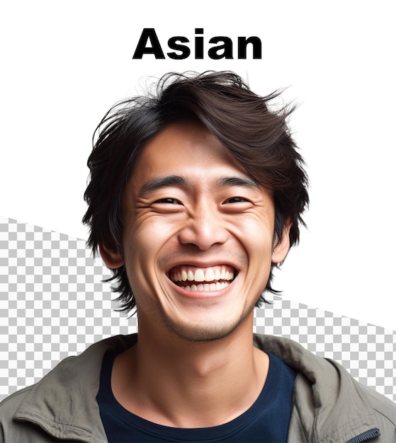 PSD 아시아 남자가 있는 포스터와 상단에 asian이라는 단어가 있습니다.