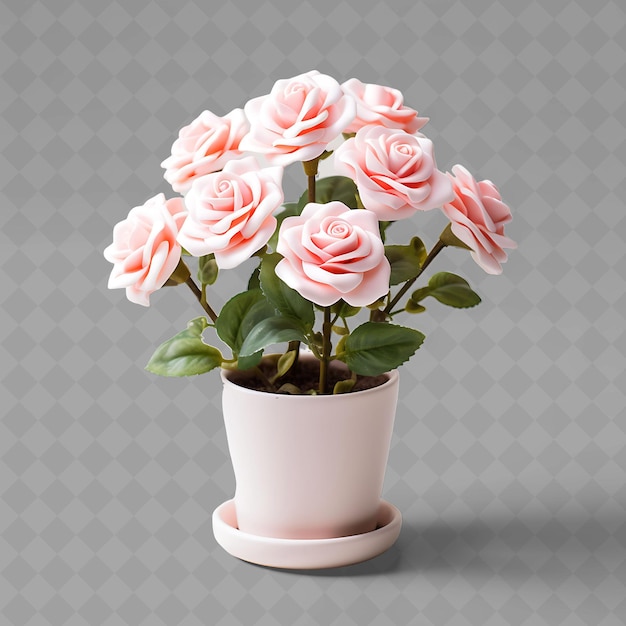 PSD ピンクと白の背景の花の鉢