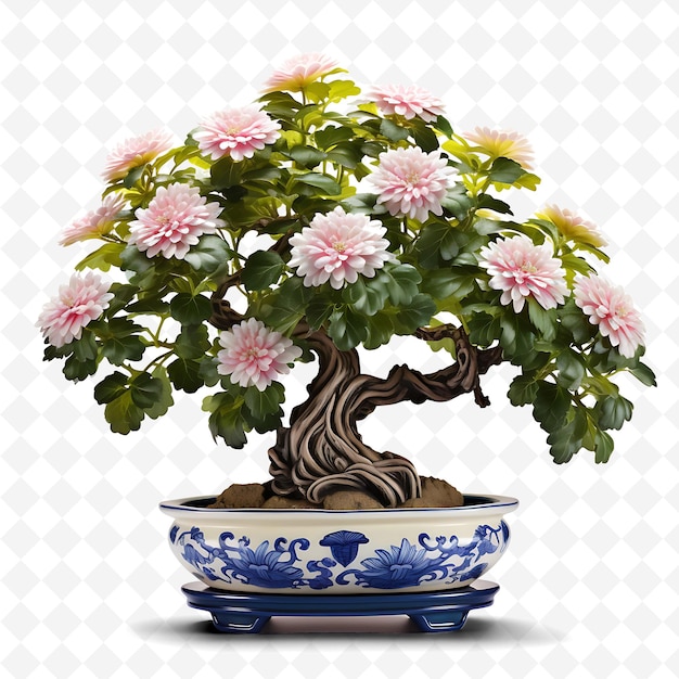 PSD ピンクの花と緑の葉を持つ鉢の植物