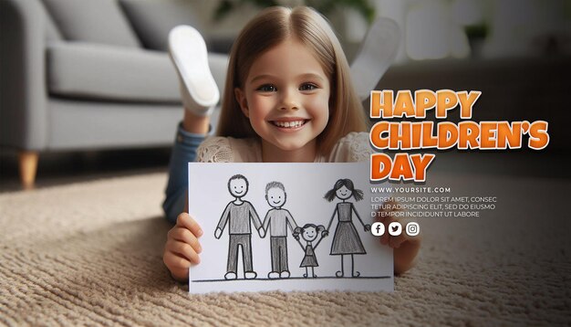 PSD a psd poster for happy children day social media banner