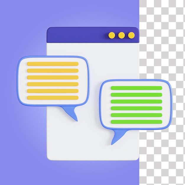 PSD 紫と青の背景に青と紫の吹き出しがテキスト チャットで表示されます。