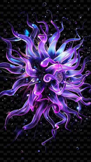 PSD 紫と青の花で 宇宙の引用のタイトルが書かれています