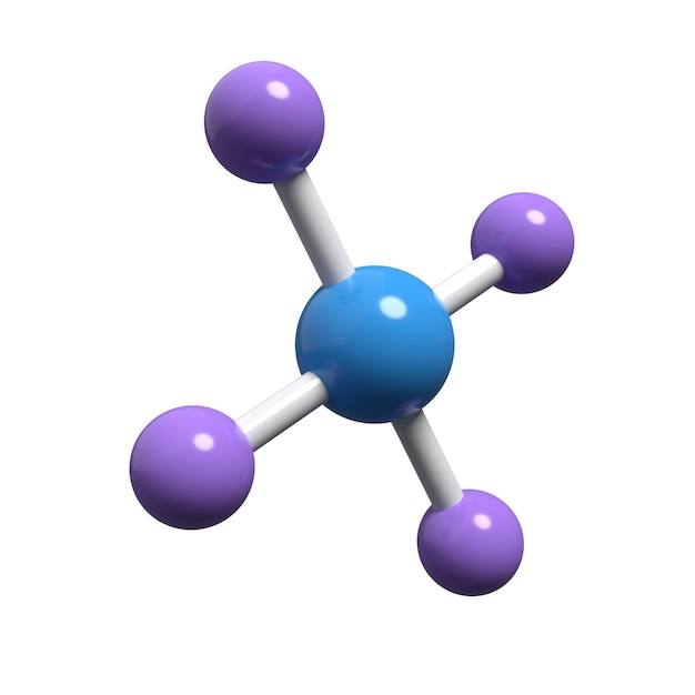 A purple and blue model of a molecular structure