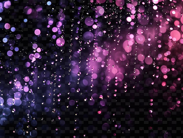 PSD 黒い背景の紫とピンクの雨滴