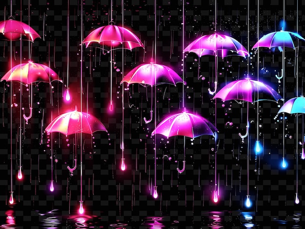PSD 보라색과 분홍색의 우산이 물에 떠다니고 있다.