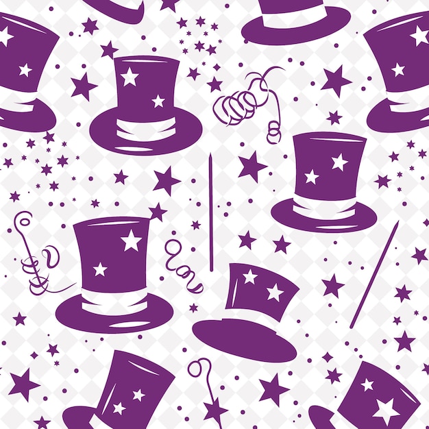 PSD 紫と紫の背景に紫の帽子と星の文字列がある